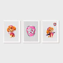 Kit Três Quadros Patrulha Canina Skye - Paw Patrol - Secret Acessórios