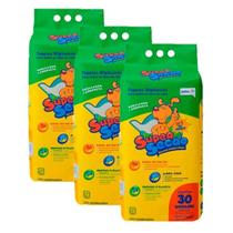 Kit três tapetes higiênico cães super secão c/ 30 unidades