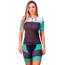 Kit triathlon top com mangas e bermuda elite air proteção uv 50+ kauna