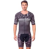 Kit triathlon top com mangas e bermuda elite camuflado uv 50+ kauna Kit triathlon top com mangas e bermuda elite camuflado uv 50+ kauna