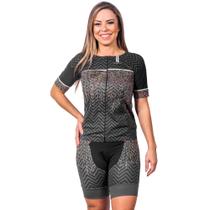 Kit triathlon top com mangas e bermuda elite pixel proteção uv 50+ kauna
