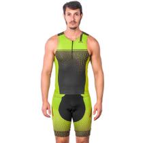 Kit triathlon top sem mangas e bermuda elite fluor power uv 50+ kauna