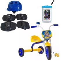Kit Triciclo Infantil Ultra Bikes Top Boy Junior com Kit Proteçao Infantil e Brinde capa celular