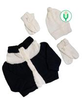 Kit Tricô 4 Peças Casaquinho, Touca, Luva e Sapatinho Para Bebê Antialérgico Kit Tricô 4 Peças Casaquinho, Touca, Luva e Sapatinho Para Bebê Antialérgico