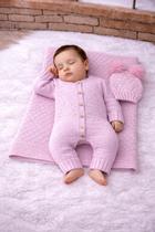 Kit tricot 3pçs saida maternidade touca macacão e manta luxo menino e menina