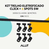 Kit Trilho Click Alut Avant 1m 2m 3m 3, 6 ou 9 Spots 5W 3000K 6500K Bivolt Branco Preto