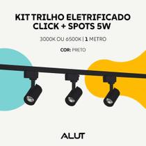 Kit Trilho Click Alut Avant 1m 2m 3m 3, 6 ou 9 Spots 5W 3000K 6500K Bivolt Branco Preto Kit Trilho Click Alut Avant 1m 2m 3m 3, 6 ou 9 Spots 5W 3000K 6500K Bivolt Branco Preto