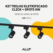 Kit Trilho Click Alut Avant 1m, 2m ou 3m 3, 6 ou 9 Spots 5W 3000K 6500K Bivolt Branco ou Preto