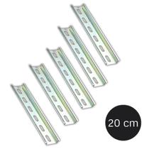 Kit Trilho DIN Perfurado Zincado para Montagem Elétrica 20cm