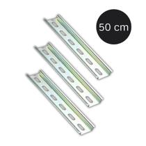 Kit Trilho DIN Perfurado Zincado para Montagem Elétrica 50cm Kit Trilho DIN Perfurado Zincado para Montagem Elétrica 50cm