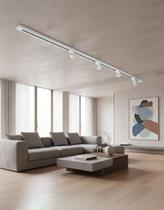Kit Trilho Eletrificado 1 Metro 4 Spots LED 7W Bivolt Iluminação Moderna Direcionável Minimalista Sala Estar Jantar Cozinha Hall Entrada Escritório Kit Trilho Eletrificado 1 Metro 4 Spots LED 7W Bivolt Iluminação Moderna Direcionável Minimalista Sala Estar Jantar Cozinha Hall Entrada Escritório