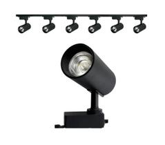 Kit Trilho Eletrificado 1 Metro + 5 Spots De 7w Preto 6000k
