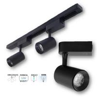 Kit Trilho Eletrificado 1 Metro Preto 2 Spots Led 12W 6500K