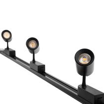Kit Trilho Eletrificado 1 Metro Preto + 3 Spots Led 7W Branco Quente