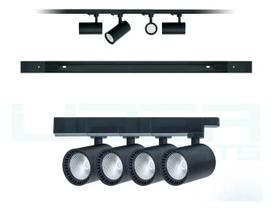 kit Trilho Eletrificado 1,5 M + 4 Spots led 7w Bivolt Preto BQ 3000k