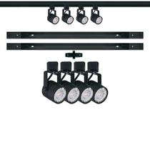 Kit Trilho Eletrificado 1,5 metro + 4 Spots Gu10 Bivolt PRETO Kit Trilho Eletrificado 1,5 metro + 4 Spots Gu10 Bivolt PRETO