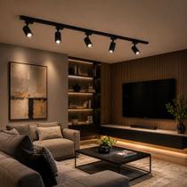 Kit Trilho Eletrificado 1,5m e 5 Spot LED 7w e Junção Reta Preto ou Branco Luz Quente Neutra Fria 3000K 4000K 6000 Luminária Minimalista Casa Sala Kit Trilho Eletrificado 1,5m e 5 Spot LED 7w e Junção Reta Preto ou Branco Luz Quente Neutra Fria 3000K 4000K 6000 Luminária Minimalista Casa Sala