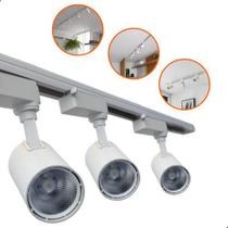 Kit Trilho Eletrificado 1m 3 Spot Led 7w Preto Ou Branco Iluminação Kit Trilho Eletrificado 1m 3 Spot Led 7w Preto Ou Branco Iluminação