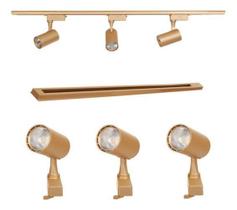 Kit Trilho Eletrificado 1M + 3 Spots 7W Dourado Fosco Frio Kit Trilho Eletrificado 1M + 3 Spots 7W Dourado Fosco Frio