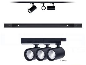 Kit trilho eletrificado 1m + 3 spots 7w preto neutro 4000k bivolt direcionavel Kit trilho eletrificado 1m + 3 spots 7w preto neutro 4000k bivolt direcionavel
