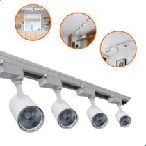 Kit Trilho Eletrificado 1m + 4 Spot Led 7w Preto Ou Branco Kit Trilho Eletrificado 1m + 4 Spot Led 7w Preto Ou Branco