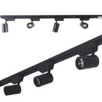 Kit Trilho Eletrificado 2 Metro + 10 Spots De 7w Preto 6000K