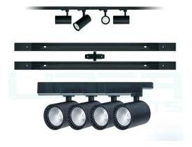 Kit Trilho Eletrificado 2 Metro + 4 Spots De 7w Preto 3000K Kit Trilho Eletrificado 2 Metro + 4 Spots De 7w Preto 3000K