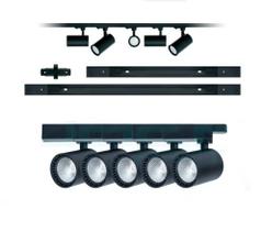 Kit Trilho Eletrificado 2 Metro + 7 Spots De 7w Preto 3000K