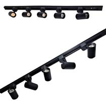 Kit trilho eletrificado 2 metros + 5 spots 7w 4000k preto