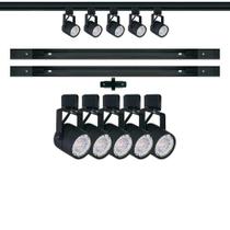 Kit Trilho Eletrificado 2 metros + 5 Spots Gu10 Bivolt PRETO Kit Trilho Eletrificado 2 metros + 5 Spots Gu10 Bivolt PRETO