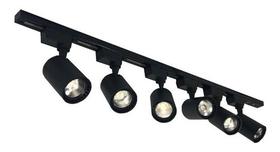 Kit Trilho Eletrificado 2 Metros + 6 Spots led 10w Bivolt Preto BF 6000k
