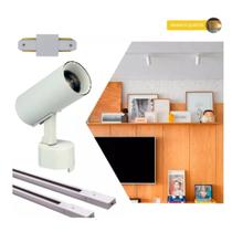 Kit Trilho Eletrificado 2 Metros Branco com 6 Spots LED 10W Luz Branco Quente (3000K) - ROYA