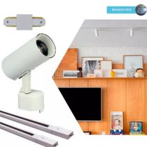 Kit Trilho Eletrificado 2 Metros Branco com 6 Spots LED 7W Luz Branco Frio (6000K)