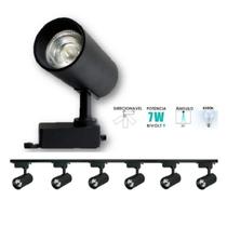 Kit Trilho Eletrificado 2 Metros Com 6 Spot Led Preto 7W 6500K - CTB