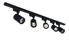 Kit Trilho Eletrificado 2m + 5 Spot Led 7w Preto 6000K Kit Trilho Eletrificado 2m + 5 Spot Led 7w Preto 6000K