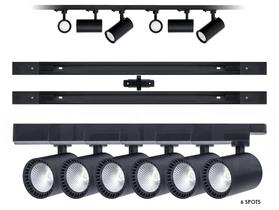 Kit Trilho Eletrificado 2m+8 Spots Led 7w Preto Quente 3000k Kit Trilho Eletrificado 2m+8 Spots Led 7w Preto Quente 3000k