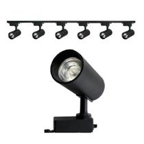 Kit Trilho Eletrificado 2M Preto + 6 Spots Led 7W Luz 6500K - CTB