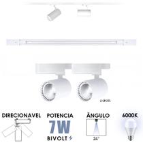 Kit trilho eletrificado 50cm + 2 spots 7w branco frio 6000k bivolt direcionavel Kit trilho eletrificado 50cm + 2 spots 7w branco frio 6000k bivolt direcionavel