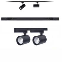 Kit Trilho Eletrificado 50cm+2 Spots Led 7w Preto Quente 3K Kit Trilho Eletrificado 50cm+2 Spots Led 7w Preto Quente 3K