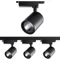 Kit Trilho Eletrificado 50cm + 3 Spots Led 7w Preto Frio 6K