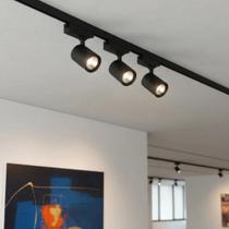 Kit Trilho Eletrificado 50cm 3 Spots Led 7w Preto Frio 6K sobrepor bivolt