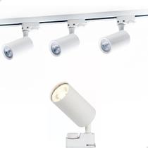 Kit Trilho Eletrificado Branco 1m Com 3 Spots Led 6w 2700k