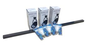 Kit Trilho Eletrificado de 1m c/3 Spot + 3 Lamp. PAR20 3000K Kit Trilho Eletrificado de 1m c/3 Spot + 3 Lamp. PAR20 3000K
