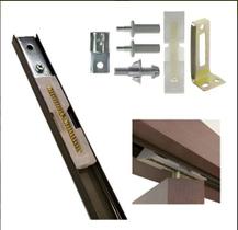 Kit trilho porta camarao com 92cm largura acabamento Bronze trilho e acessórios em nylon não acompanha dobradiças puxador ou trinco