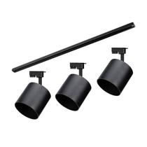 Kit Trilho Taschibra Com 3 Spot Track Ar111 Gu10 Bivolt Preto Kit Trilho Taschibra Com 3 Spot Track Ar111 Gu10 Bivolt Preto