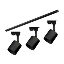 Kit Trilho Taschibra Com 3 Spot Track Ar70 Gu10 Bivolt Preto Kit Trilho Taschibra Com 3 Spot Track Ar70 Gu10 Bivolt Preto