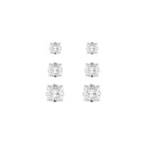 Kit Trio 3 Brinco Ponto Luz quadrado prata