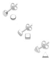 Kit Trio 3 Pares De Brincos Geométrico Em Prata 925 Tri80 Kit Trio 3 Pares De Brincos Geométrico Em Prata 925 Tri80