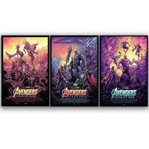 Kit Trio 3 Poster Decorativo A3 Brilhante Marvel Vingadores