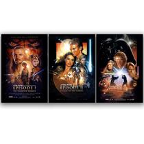 Kit Trio 3 Poster Decorativo A3 Brilhante Star Wars 1,2,3